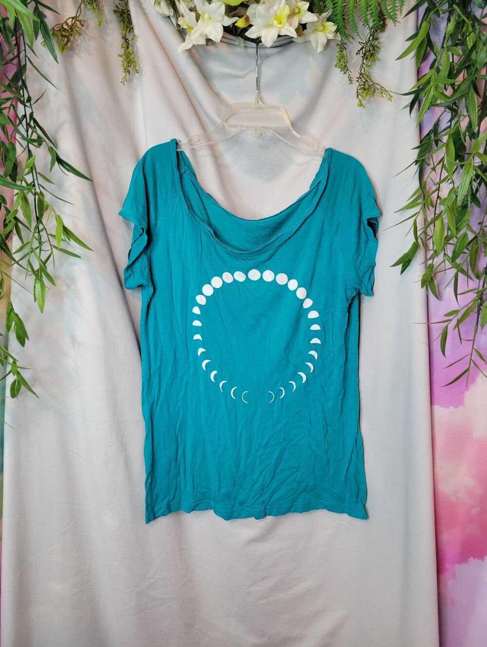 Soft Boho Blue Moon Phase Circle Design